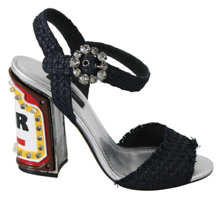 Dolce & Gabbana Sandals Black / EU36/US5.5 / Material: 88% Viscose 12% Cotton Elegant Black Ankle Strap Sandals with LED Lights