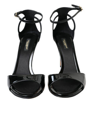 Dolce & Gabbana Sandals Black / EU38/US7.5 Elegant Leather Ankle Strap Heels