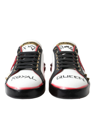 Dolce & Gabbana Shoes Black/White / EU36.5/US6 / Material: 100% Leather Elegant Portofino Crystal Sneakers