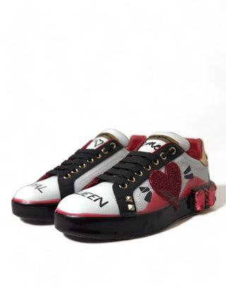 Dolce & Gabbana Shoes Black/White / EU36.5/US6 / Material: 100% Leather Elegant Portofino Crystal Sneakers