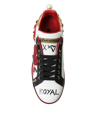 Dolce & Gabbana Shoes Black/White / EU36.5/US6 / Material: 100% Leather Elegant Portofino Crystal Sneakers