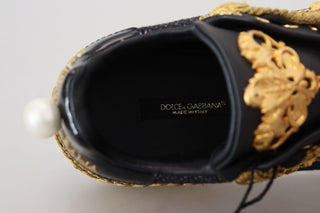 Dolce & Gabbana Shoes Elegant Portofino Leather Sneakers in Black