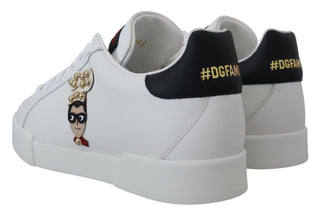 Dolce & Gabbana Shoes White / EU35/US4.5 / Material: 100% Leather White Logo Patch Embellished Sneakers Shoes