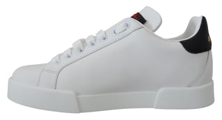 Dolce & Gabbana Shoes White / EU35/US4.5 / Material: 100% Leather White Logo Patch Embellished Sneakers Shoes