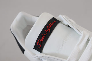 Dolce & Gabbana Shoes White / EU35/US4.5 / Material: 100% Leather White Logo Patch Embellished Sneakers Shoes