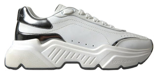 Dolce & Gabbana Shoes White / EU38.5/US8 / EU38.5/US8.5 White Silver Leather Daymaster Womens