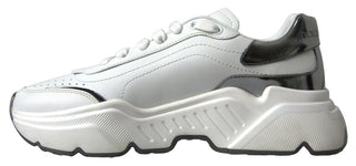 Dolce & Gabbana Shoes White / EU38.5/US8 / EU38.5/US8.5 White Silver Leather Daymaster Womens