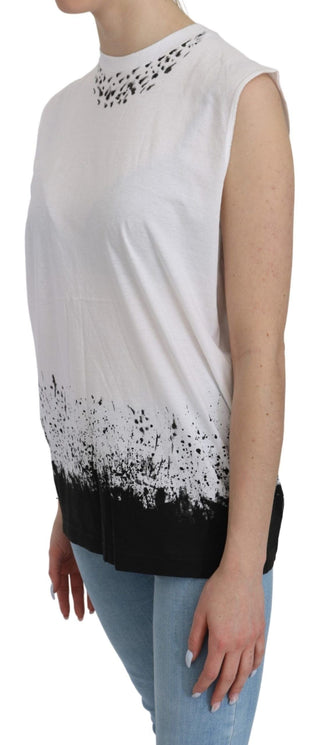 Dsquared² Clothing White / IT44|L / Material: 100% Cotton Chic Sleeveless Cotton Crew Neck Top