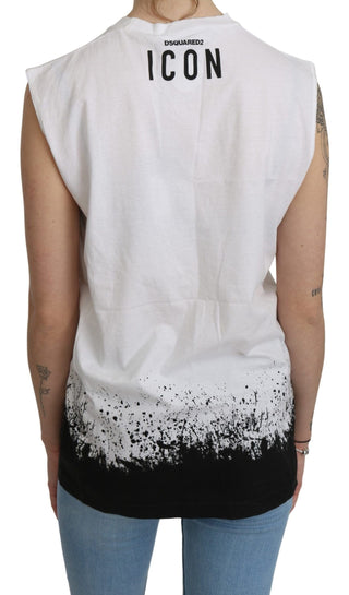 Dsquared² Clothing White / IT44|L / Material: 100% Cotton Chic Sleeveless Cotton Crew Neck Top