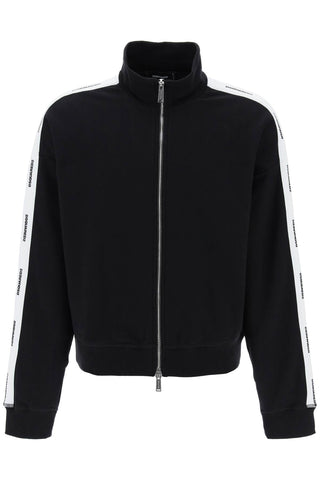 Dsquared2 Clothing Black / s zip-up sweatshirt with logo bands