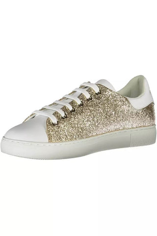 Gleaming Gold Lace-up Sport Sneakers