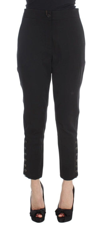 Ermanno Scervino Clothing Black / IT40|S / Material: Cotton Blend Elegant Cropped Capri Pants in Black