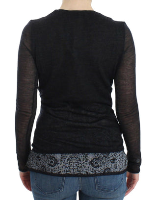 Ermanno Scervino Clothing Deep V-neck Black Wool Blend Sweater