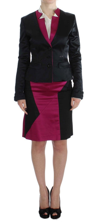 Exte Clothing Chic Black and Pink Skirt Suit Ensemble