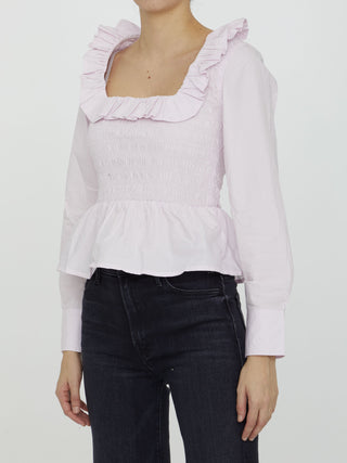Ganni Clothing LILAC / 38 Cotton poplin blouse
