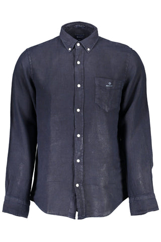 Elegant Linen Short Sleeve Shirt In Blue