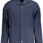 Elegant Long-sleeved Blue Cotton Shirt