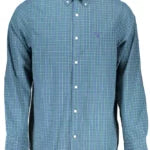 Elegant Blue Long Sleeve Cotton Blend Shirt