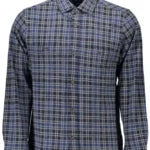 Elegant Long-sleeved Blue Cotton Shirt