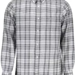 Elegant Gray Cotton Long Sleeve Men's Shirt