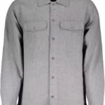 Elegant Gray Cotton Long-sleeved Men's Shirt