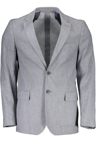 Elegant Gray Linen-cotton Blend Jacket