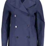 Chic Blue Cotton Sports Jacket With Logo Detail