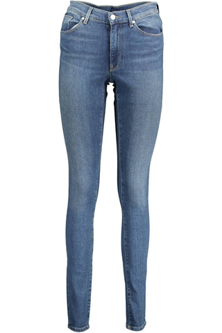 Chic Light Blue Faded Jeans For Women