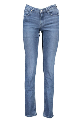 Chic Faded Blue Button-zip Jeans