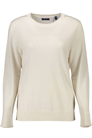 Elegant Beige Wool Sweater With Classic Logo