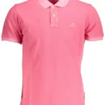 Chic Pink Cotton Polo Shirt With Logo Detail