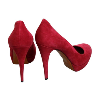 Gucci Platforms & Wedges Red / EU38.5/US8.5 Women's Raspberry Suede Platform Pump Shoes