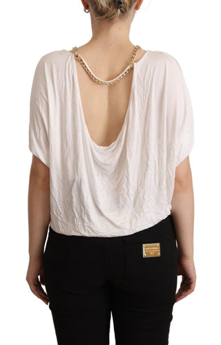 Guess By Marciano Clothing White / IT42|M / Material: 96% Cupro 4% Elastane Elegant White Gold Chain T-Shirt Top