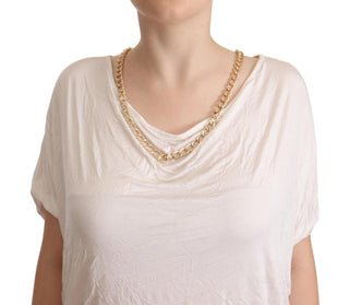 Guess By Marciano Clothing White / IT42|M / Material: 96% Cupro 4% Elastane Elegant White Gold Chain T-Shirt Top