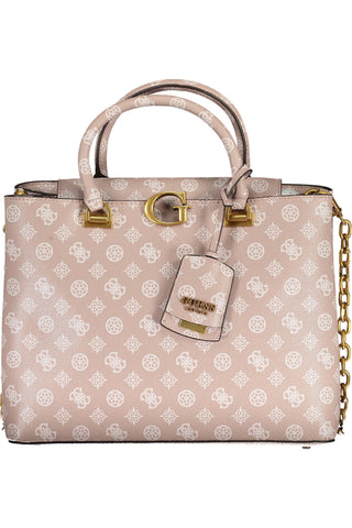 Chic Pink Two-handle Guess Handbag With Chain Strap