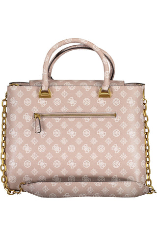 Chic Pink Two-handle Guess Handbag With Chain Strap