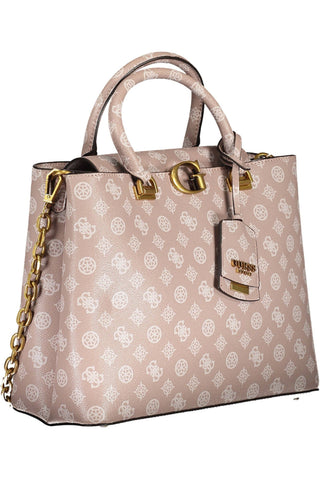 Chic Pink Two-handle Guess Handbag With Chain Strap