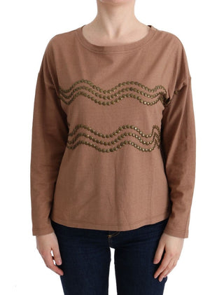 John Galliano Clothing Chic Brown Crewneck Cotton Sweater