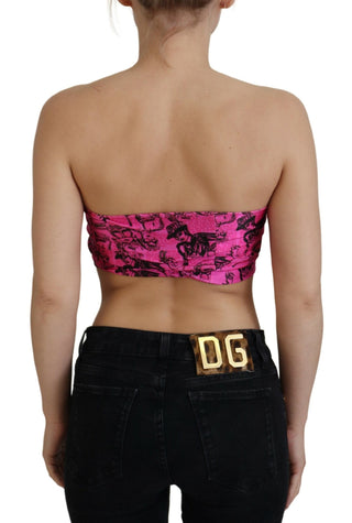 John Galliano Clothing Chic Pink Newspaper Print Cropped Top