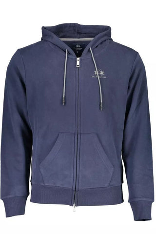 La Martina Clothing Elegant Blue Hooded Zip Sweater