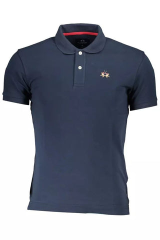 Blue Cotton Men Polo Shirt