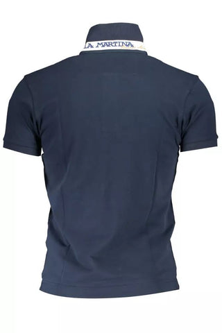 Blue Cotton Men Polo Shirt