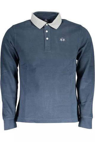 Elegant Blue Long-sleeved Polo