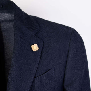 Elegant Blue Two-button Cotton Jacket
