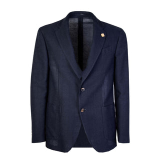 Elegant Blue Two-button Cotton Jacket