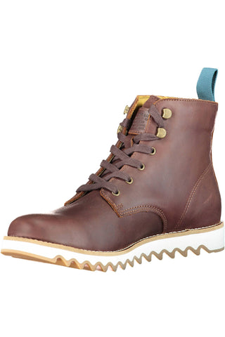 Elevated Brown Ankle Lace-up Boots With Contrasting Sole