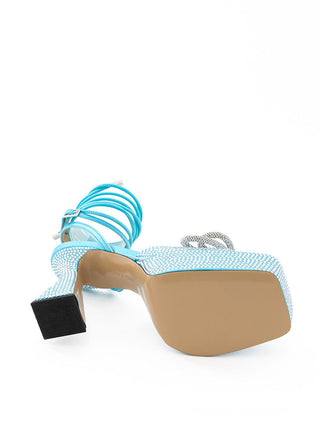 Mach & Mach Sandals Light Blue Plateau Sandals with Double Bow