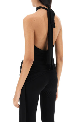 Magda Butrym Earrings Black / 38 grecian halterneck bodysuit