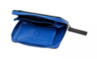 Marcelo Burlon Bags Black Sleek Black Leather Card Holder with Blue Accents