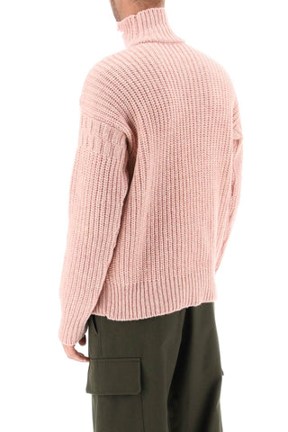 Marni Clothing Pink / 50 funnel-neck sweater in destroyed-effect wool